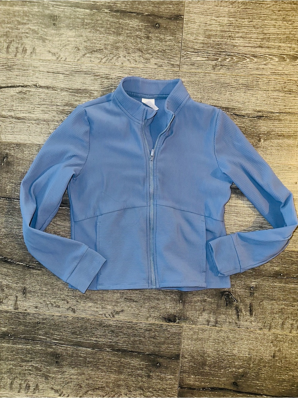 All in Motion Girls Light Blue Ribbed Mock Collar Jacket